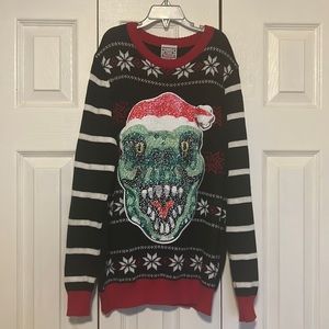 Boys Dinosaur Santa Ugly Christmas Sweater